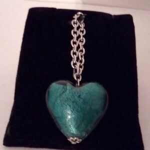 Chrysocolla Semiprecious Stone Heart Keychain